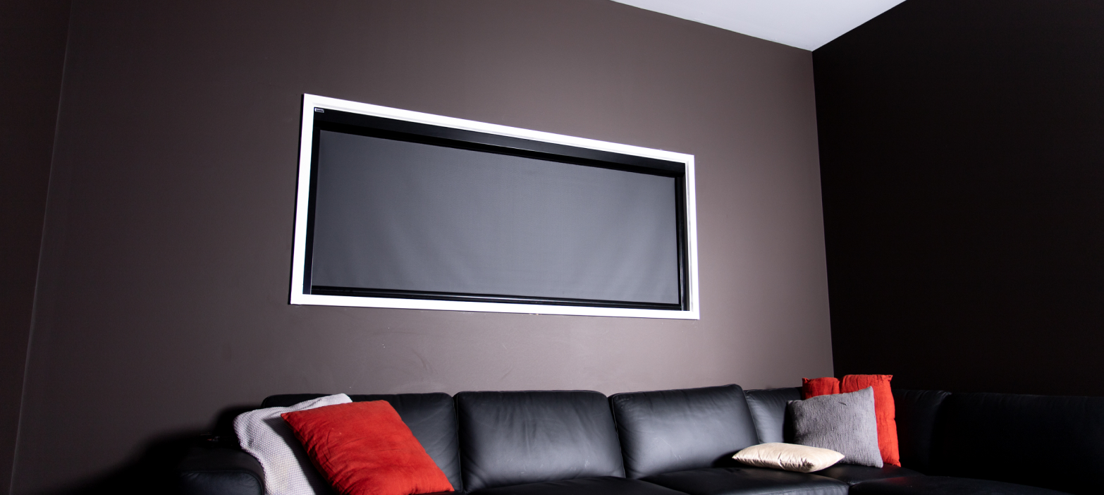 retractable blackout blinds in theatre room