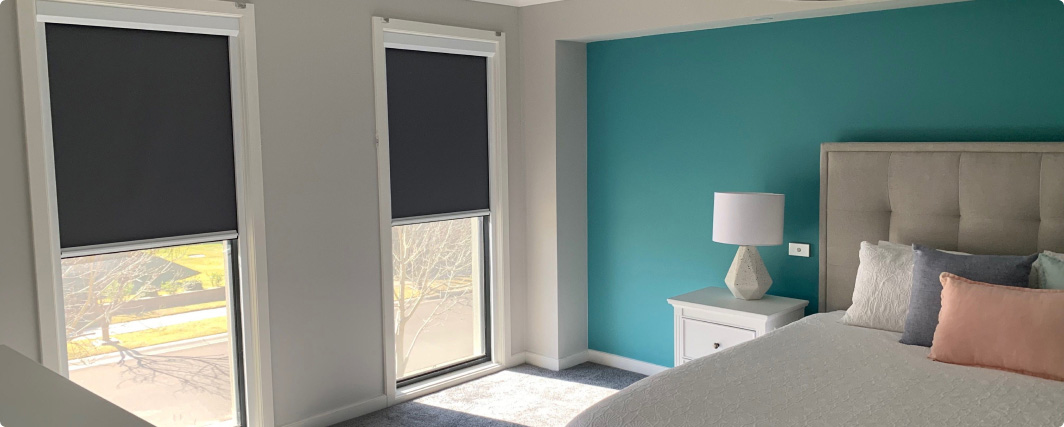 retractable blackout blinds in bedroom