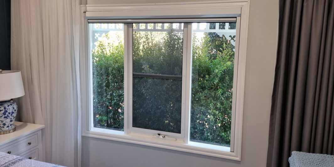 custom bedroom window blinds rolled up