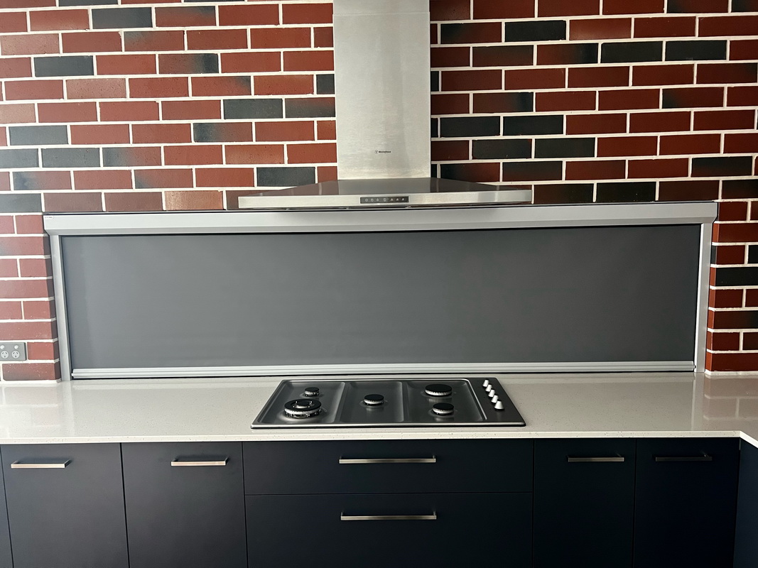 closed retractable blinds in kitchen