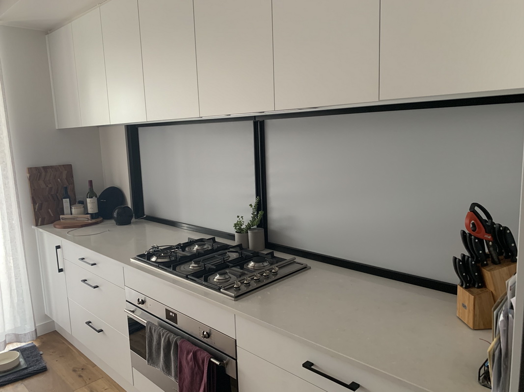 closed retractable blinds in kitchen