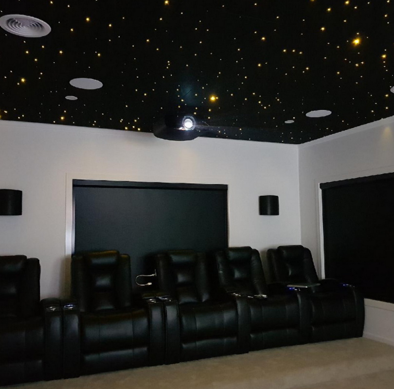 closed retractable blinds in theatre room