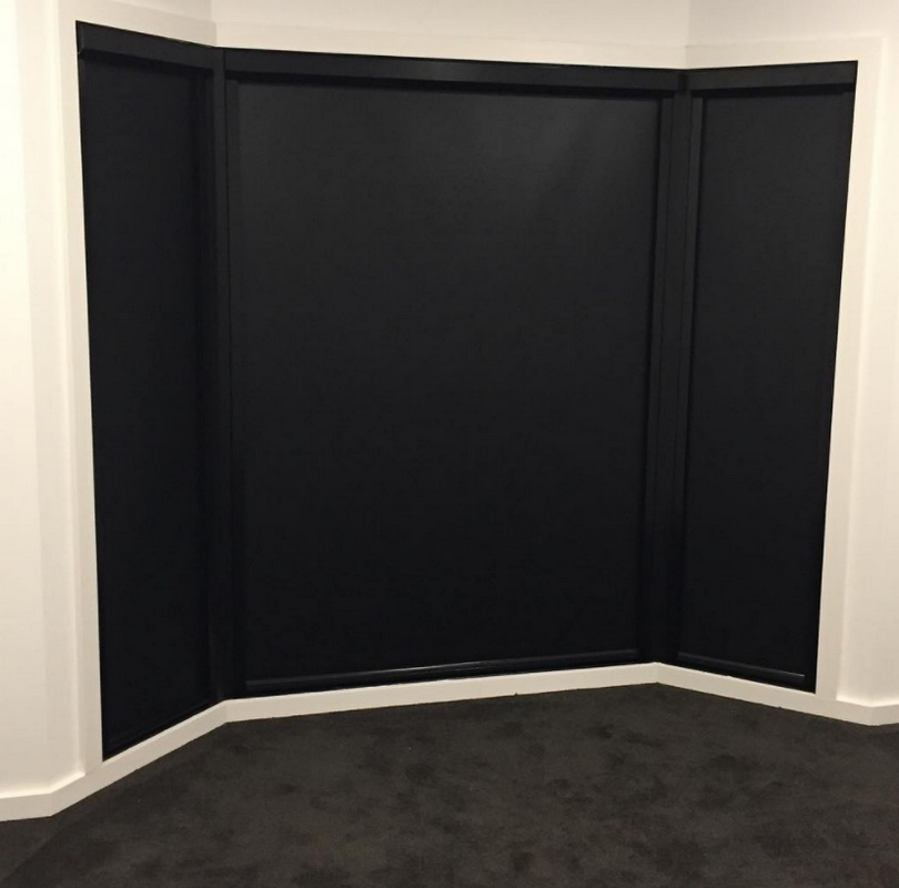 closed retractable window blinds in bedroom