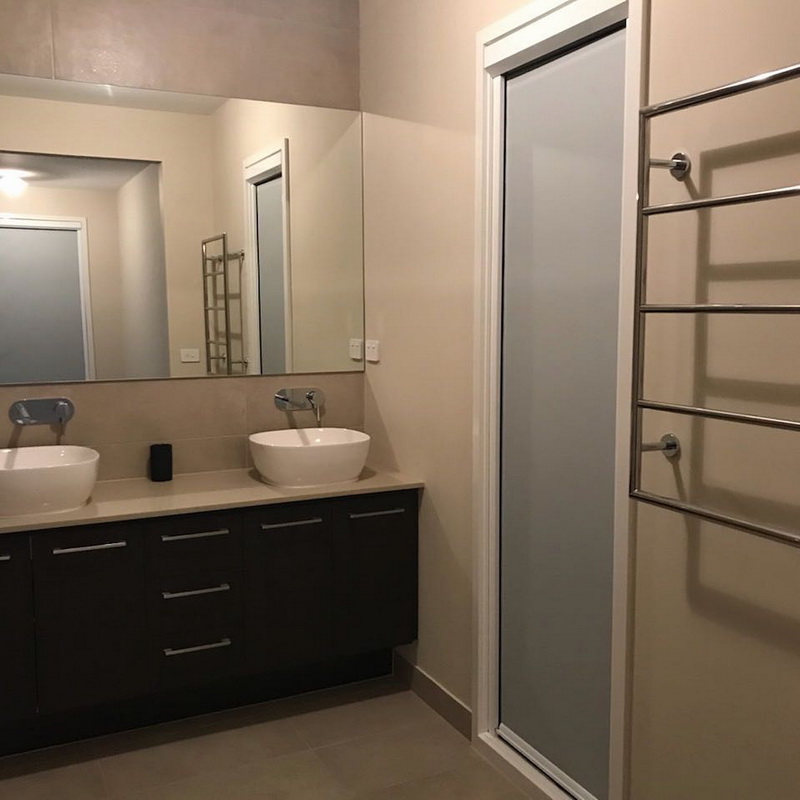 closed retractable blind in bathroom