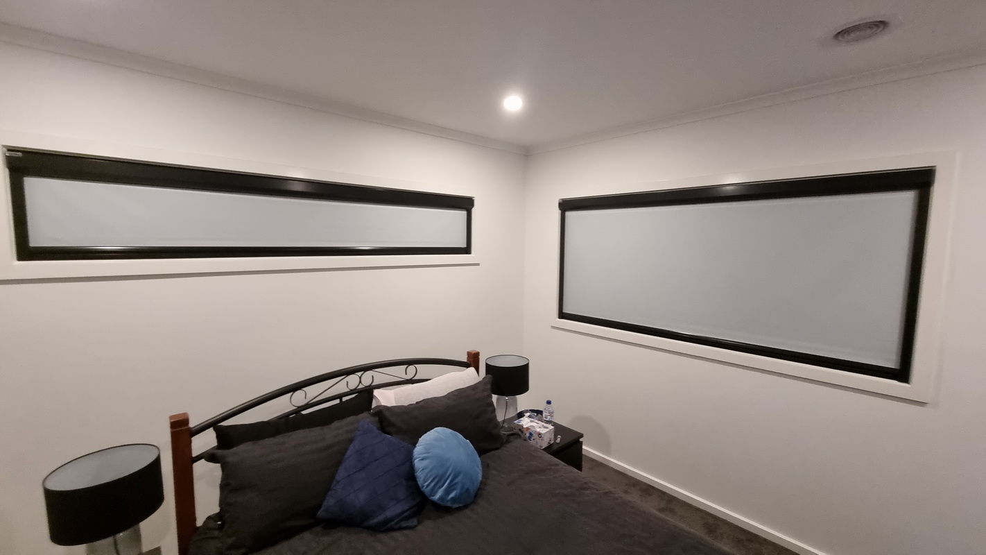 closed retractable blinds in bedroom