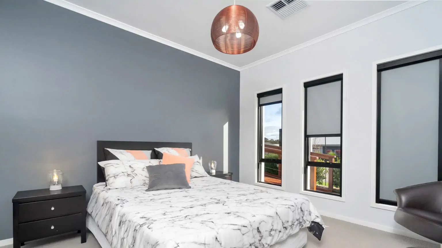 retractable blinds in bedroom