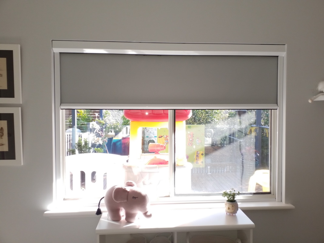 nursery with open retractable blinds