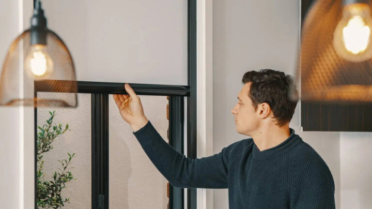 man pull down retractable blind