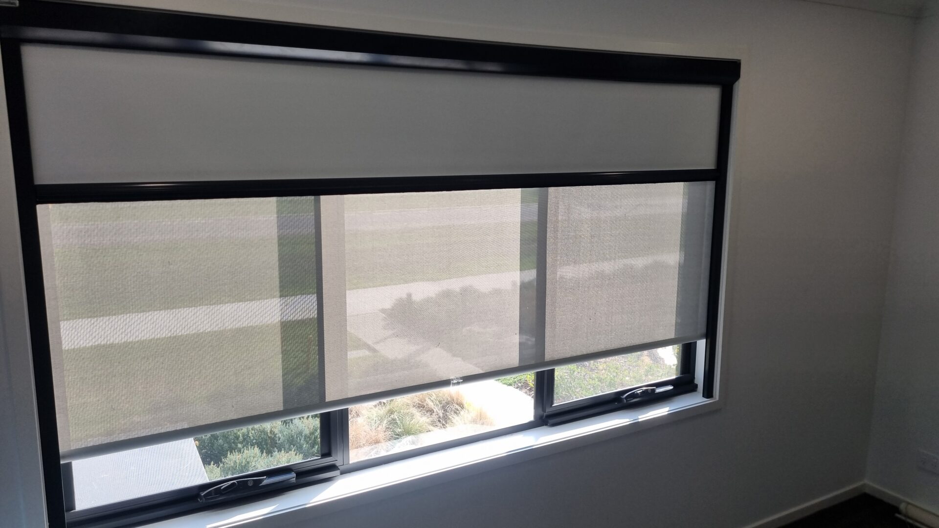 Indiana Blind behind ScreenAway Black Out blind